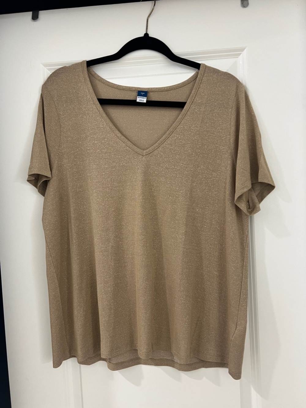 Old Navy Sparkly Gold V-Neck Short Sleeve Tee